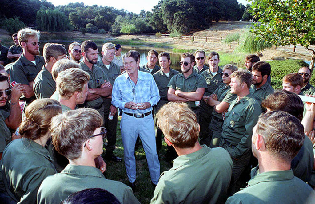 Seabees with Reagan